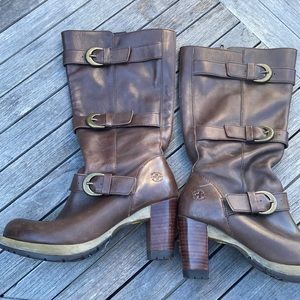 Doc Martin high heel buckle boots with side zipper